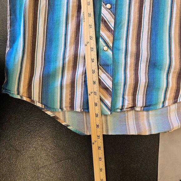 Rock & Roll Denim Pearl Snap Mens Modern Fit Western Striped Button-Down Shirt M - Picture 7 of 9